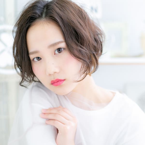 ふわくしゅカール★黒髪くせ毛風ガーリーボブ エアリーボブ