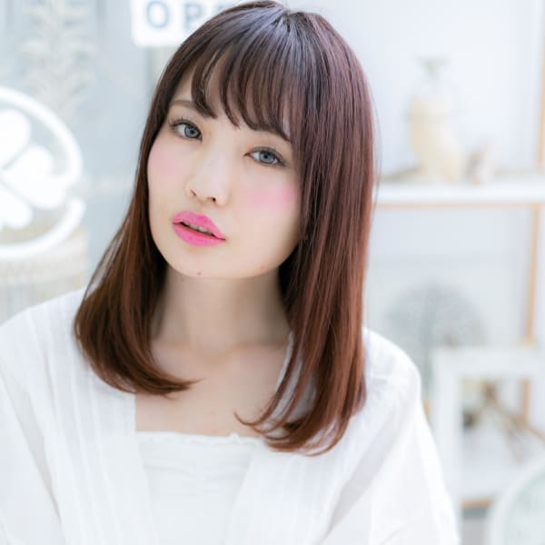 大人かわいい♪甘カラー♪斜めバングワンカール　モテロング