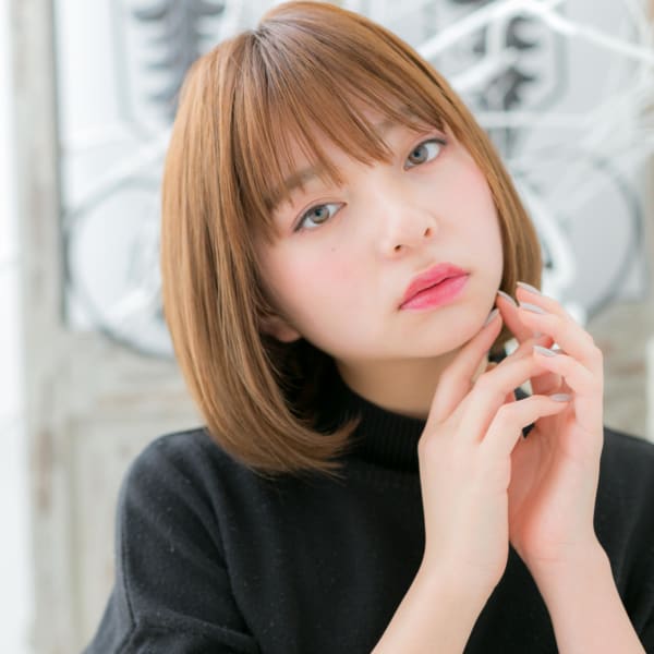 横顔美人♪外国人風カラー前下がりボブ スマートボブ