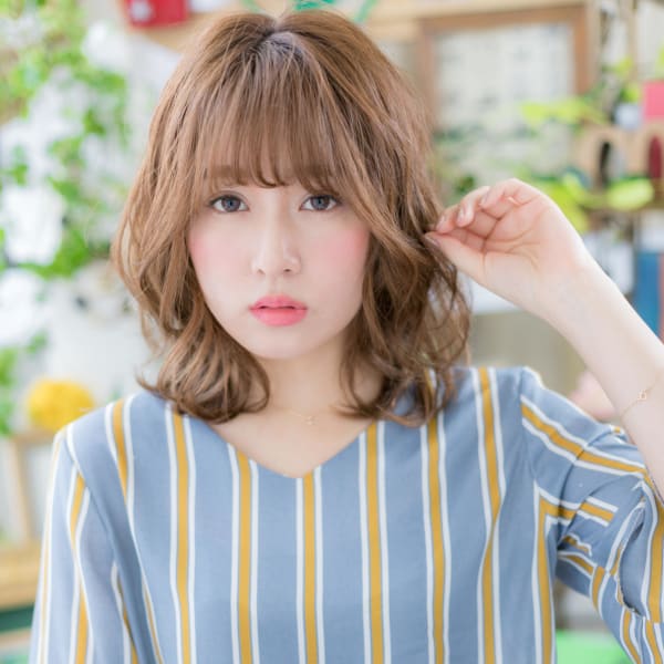 やわらか質感&外国人風カラー☆ラブふわミディ リッチウェーブ