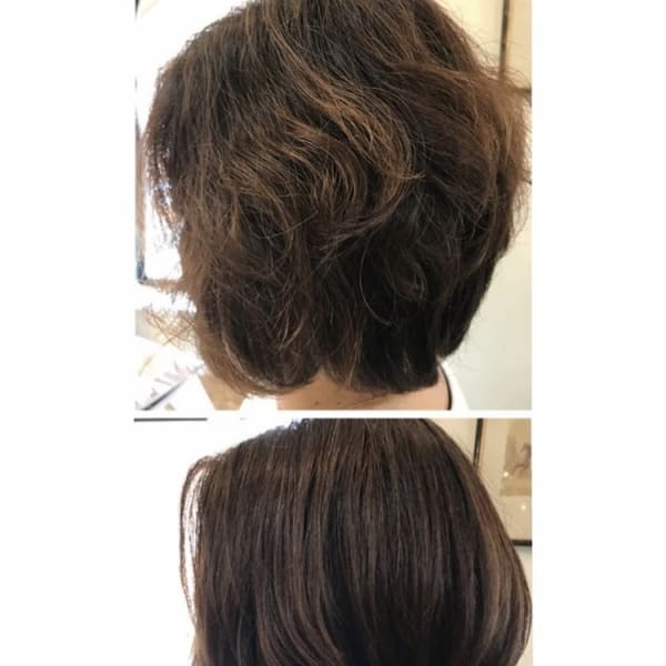 ハリスノフで自然なクセのないツヤ髪に