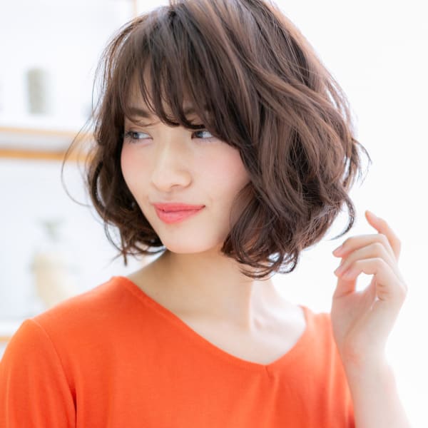 重軽MIX!大人かわいいアシンメトリーボブ エアリーウェーブ