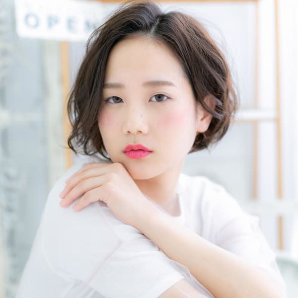 ふわくしゅカール★黒髪くせ毛風ガーリーボブ マシュマロボブ