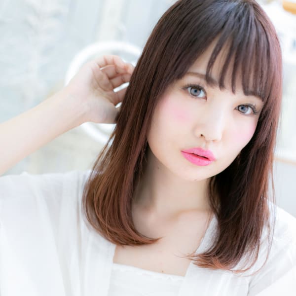 大人かわいい♪甘カラー♪斜めバングワンカール　モテロング