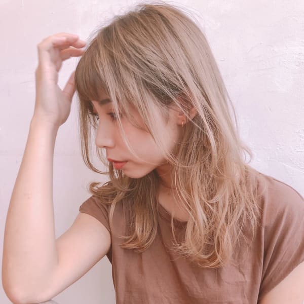 ウルフ セミロング ミルクティーカラー【y−489】