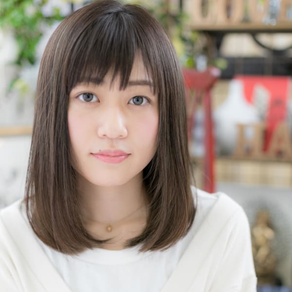 色っぽい♪黒髪ワンカール小顔ロブスタイル　ニュアンスカール