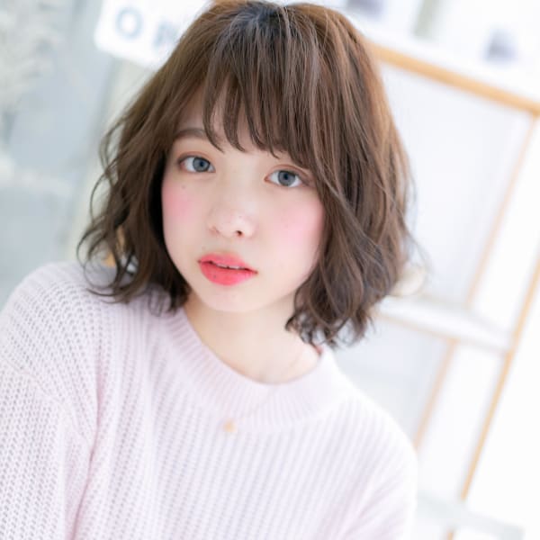 大人かわいい♪重軽ニュアンスくせ毛風ボブ エアリーウェーブ