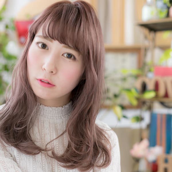 斜めバング×くせ毛風ゆるふわウェーブワンカール 大人かわいい