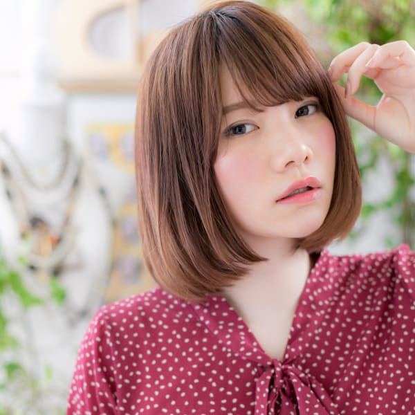 朝楽♪大人かわいいナチュラルボブスタイル　厚めバング
