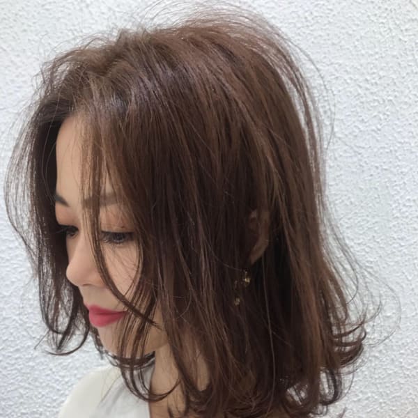 長めバング 重x軽ロブ【Ash元住吉店ヘアスタイル】