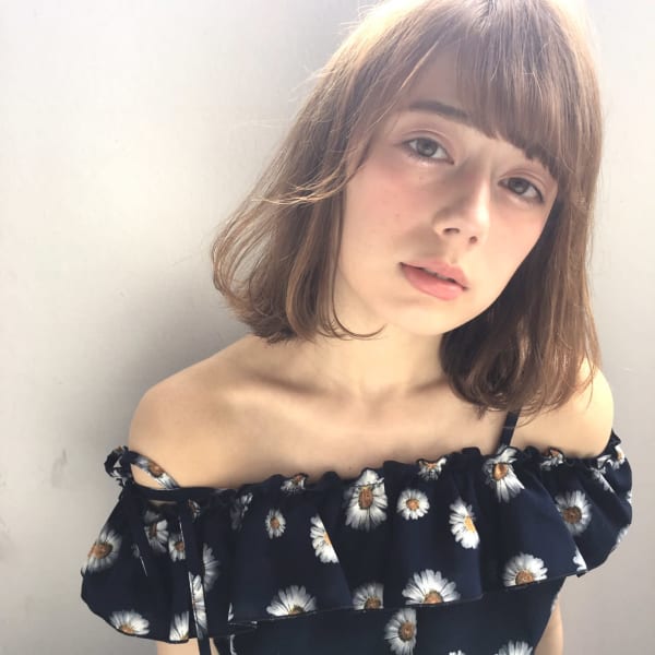 チュールカールボブ×ヌーディーベージュ