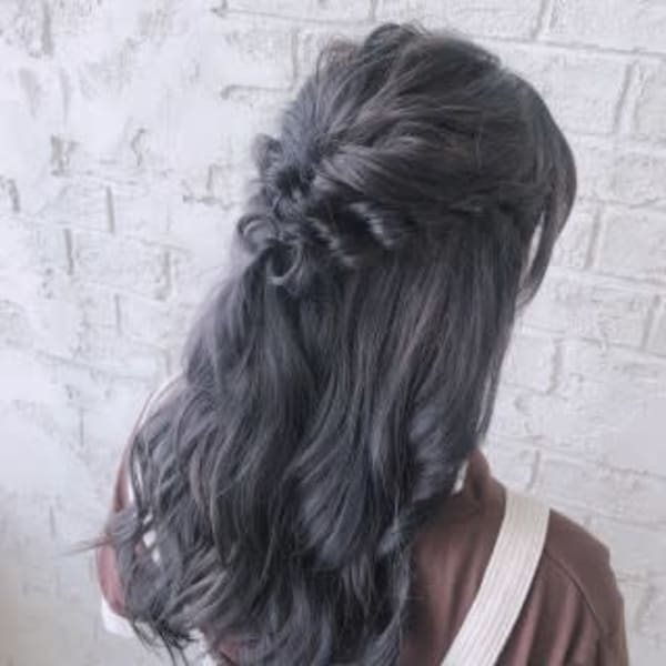 グレー_ハーフアップ_アレンジ<池袋>7006