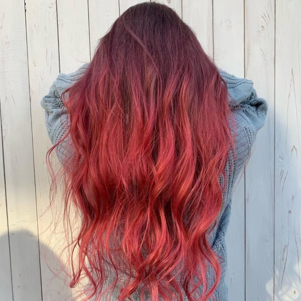 レッドデビルグラデーションカラー+エクステ【ロハス草加東口】