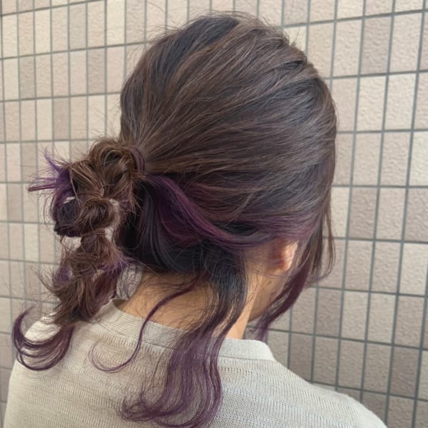 暗髪☆ローライト×ハイライトにワンポイとでバイオレットを☆