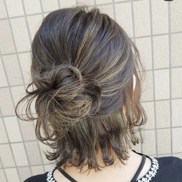 ハイライトたっぷりマットベージュカラー☆外ハネボブスタイル☆