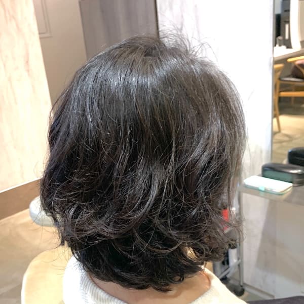 大人女性へ◎ゆったりBOB×デジパで重軽ウェーブスタイル