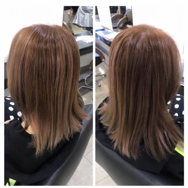 ハイライトローライト、アッシュピンクベージュ