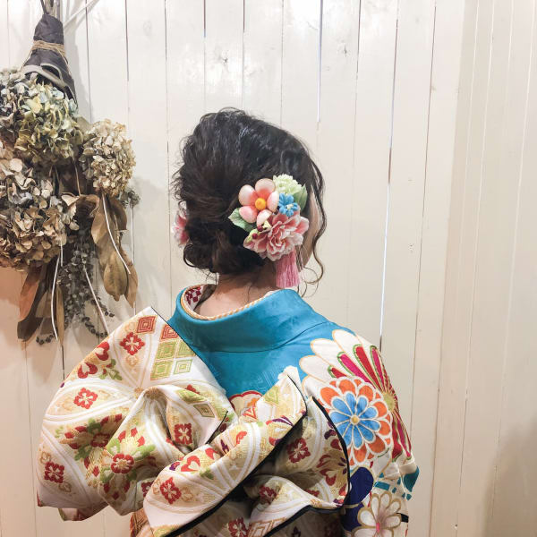 振袖に合わせたヘアセット