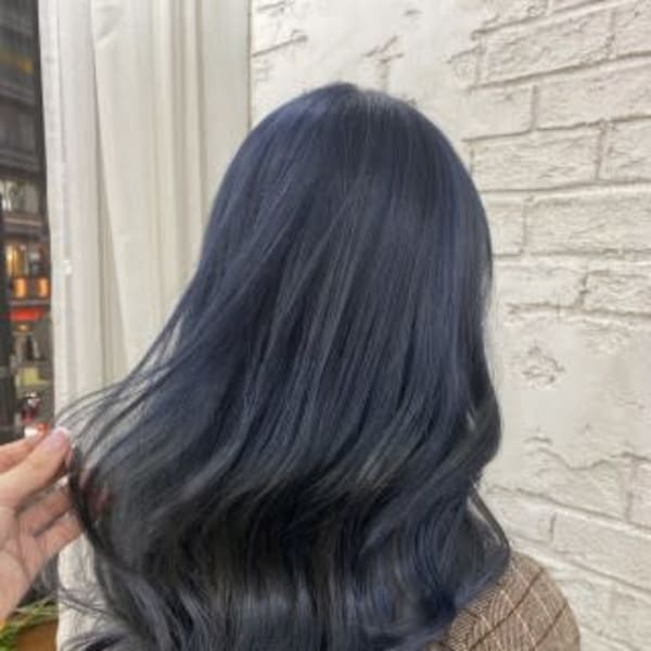 ネイビーブルーブラック韓国ヘア10代20代ムルギョル4051