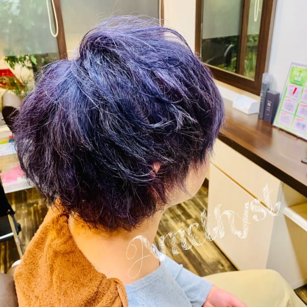 マッシュヘア・パーマ・アメジストカラー