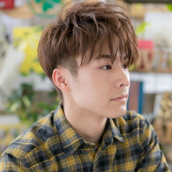 くせ毛風パーマのイケメン☆ソフトツーブロック　似合わせカット