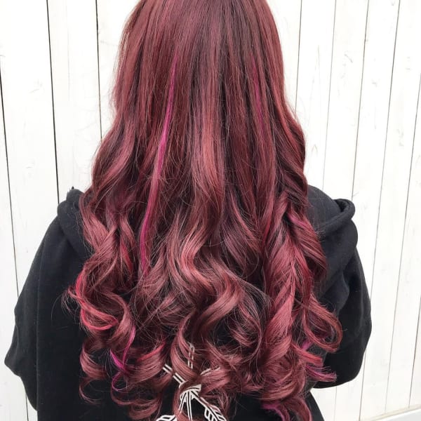 オススメ順 エクステ レッド ピンク ロングの髪型 ヘアスタイル 楽天ビューティ