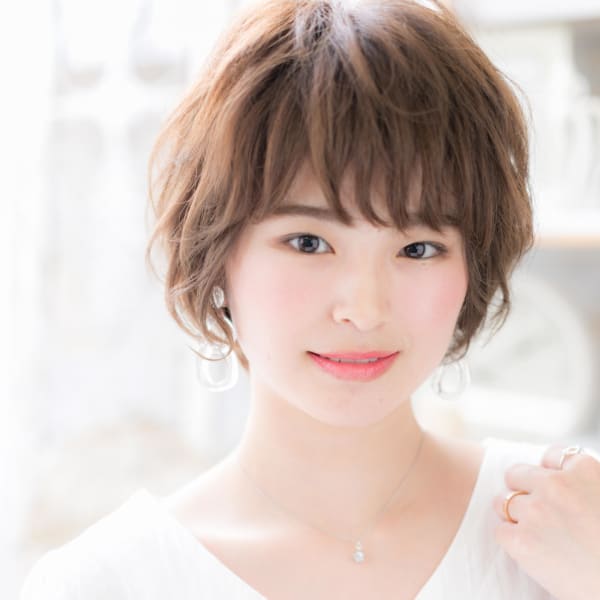 くせ毛風*ゆるふわショート大人ボブ 小顔