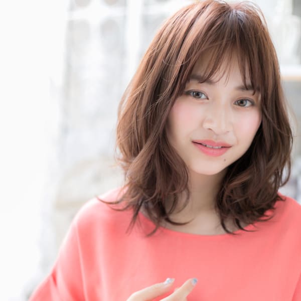 大人かわいい☆くせ毛風やわらかくびれセミディ ふわミディ