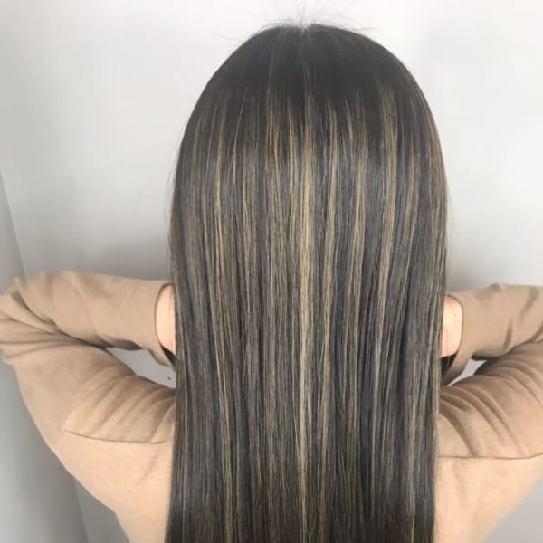 ハイライト ３Dカラー ロング センターパート 