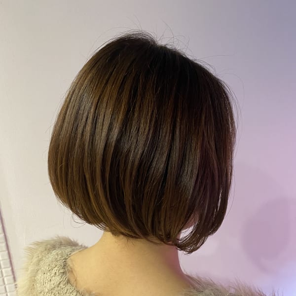前下がりボブ×ピンクブラウン【スタジオアルファプラス日暮里】