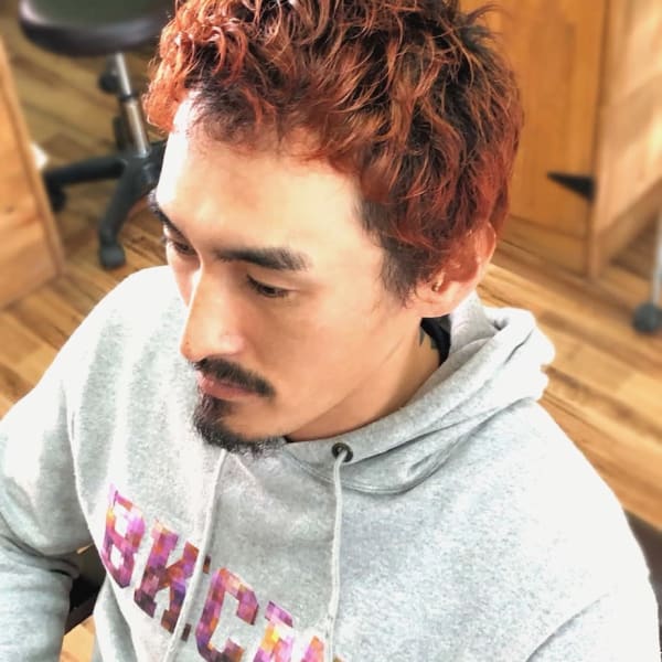 レッドグラデーション×パーマ