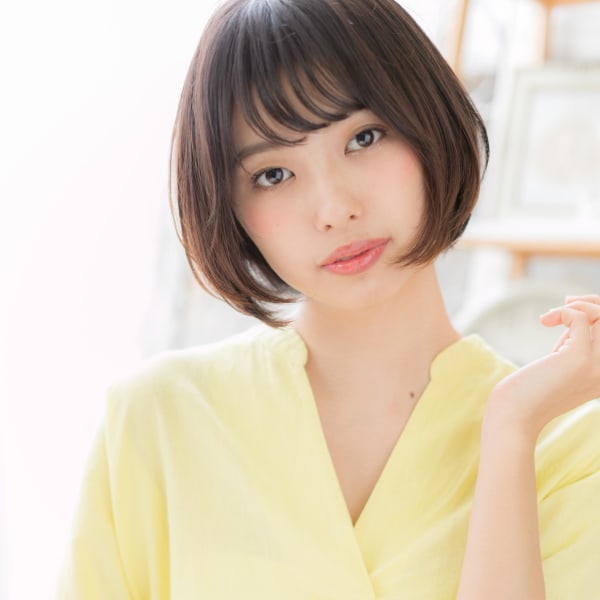 黒髪ツヤ感透明感★小顔前下がりボブ 大人かわいい