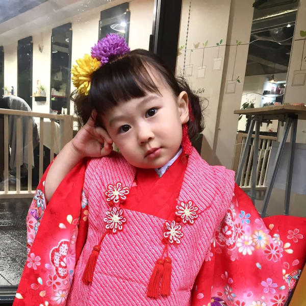 七五三の三才被布 ヘアセット 着付け