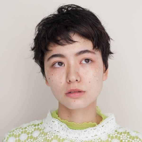 神戸 ベリーショート パーマ 黒髪