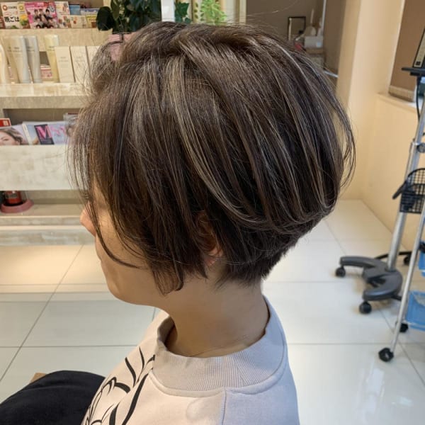 ハンサムショート　× ハイライト