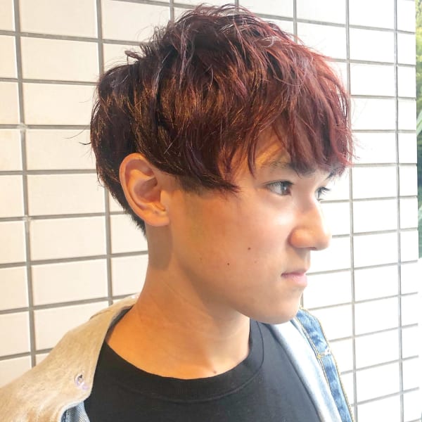 マッシュショート×ビビッドカラー|半個室型美容室 Sourire 高城店