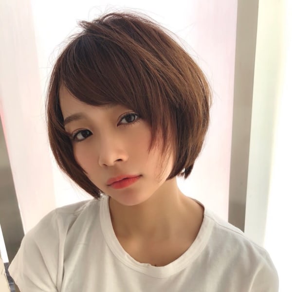 女子アナ風小顔ショートボブ【ラベンダーグレー】U-234
