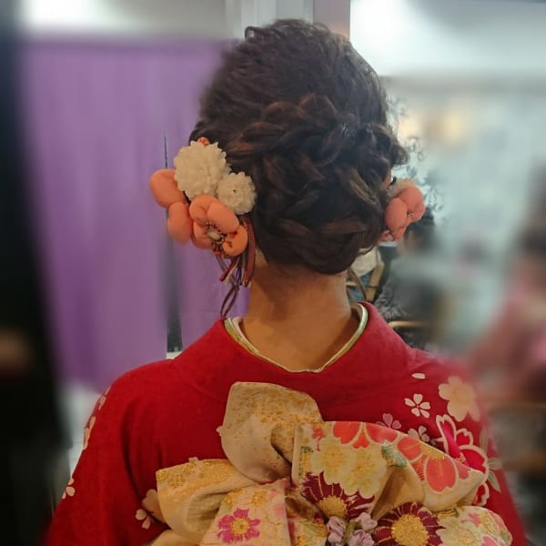 ヘアセット　振袖着付け