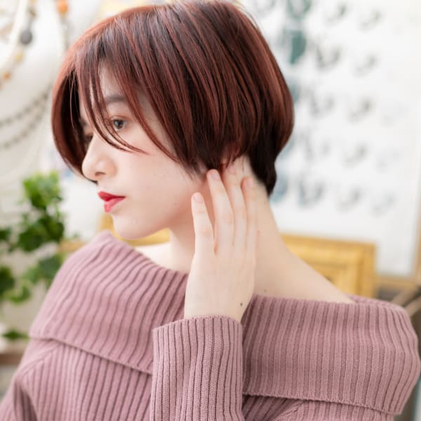 個性的外国人風カラー…小顔前下がりボブ 大人ボブ