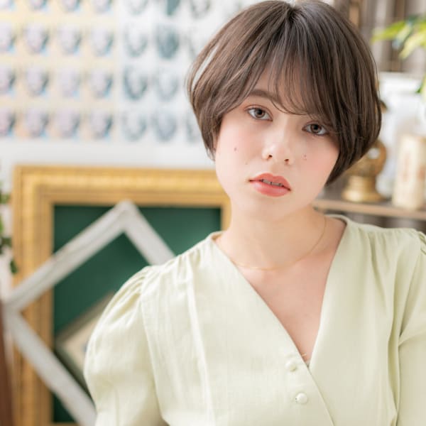 黒髪も!小顔に仕上げた大人ボブショート マッシュ