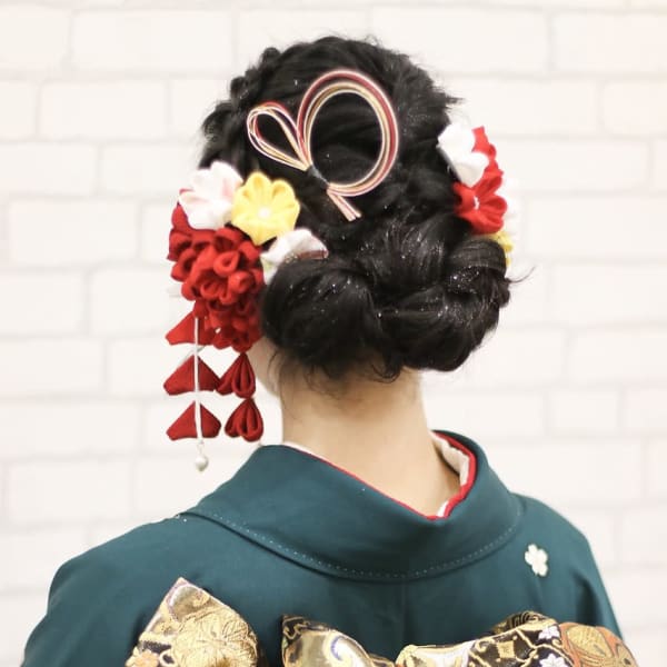 オススメ順 和服 着物 編み込み セミロングの髪型 ヘアスタイル 楽天ビューティ