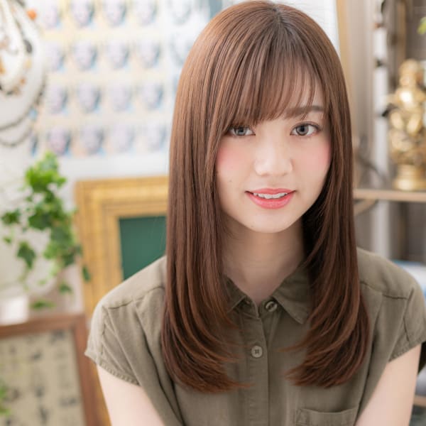 透け感斜めバング♪前下がり小顔ワンカール 伸ばしかけ