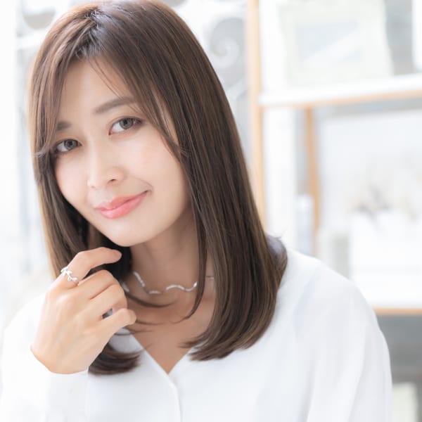 大人かわいい＊斜めバングツヤワンカール　セミディ