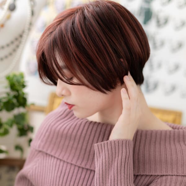 個性的外国人風カラー…小顔前下がりボブ 簡単スタイリング