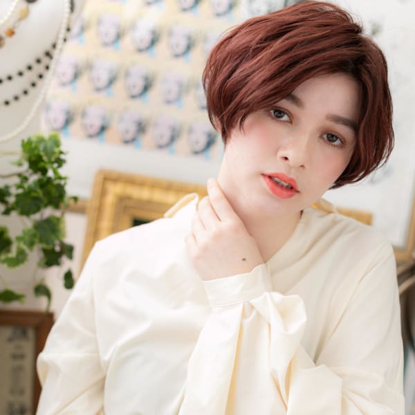 くせ毛風フェミニン*センターパート大人ボブ ローライト