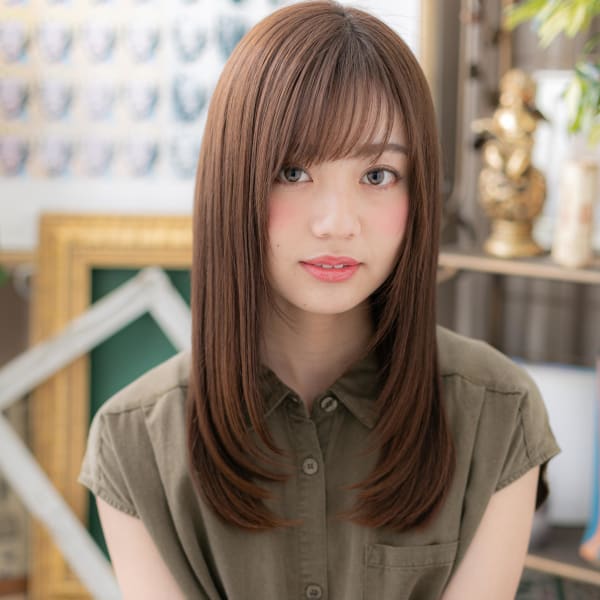 透け感斜めバング♪前下がり小顔ワンカール 似合わせカット