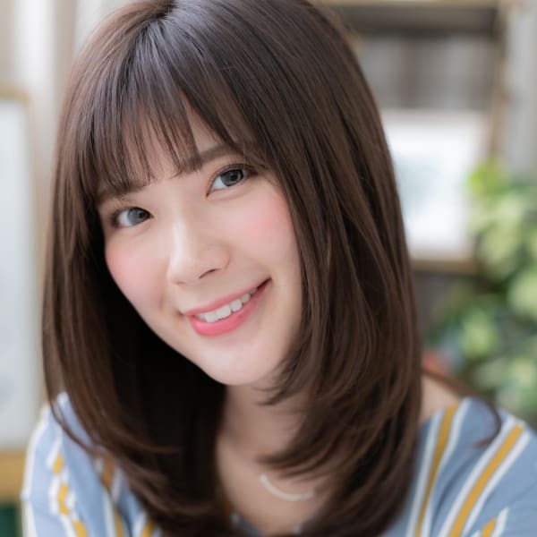 好感度高めの◎斜めバング黒髪ワンカール トリートメント