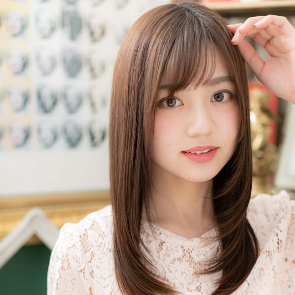 大人かわいい斜めバングで愛されワンカール 伸ばしかけ