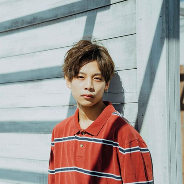 センターパートパーマ