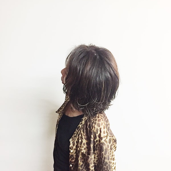 極細ハイライト×ウルフパーマ